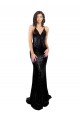 Best Sleeveless Open Back Long V-Neck Mermaid Black Sequin Sexy Evening Dress UK