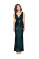 Best Sleeveless Long V-Neck Mermaid Sequin Evening Dress UK