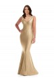 Best Sleeveless V-Back Long V-Neck Mermaid Silky Satin Plus Size Evening Dress UK