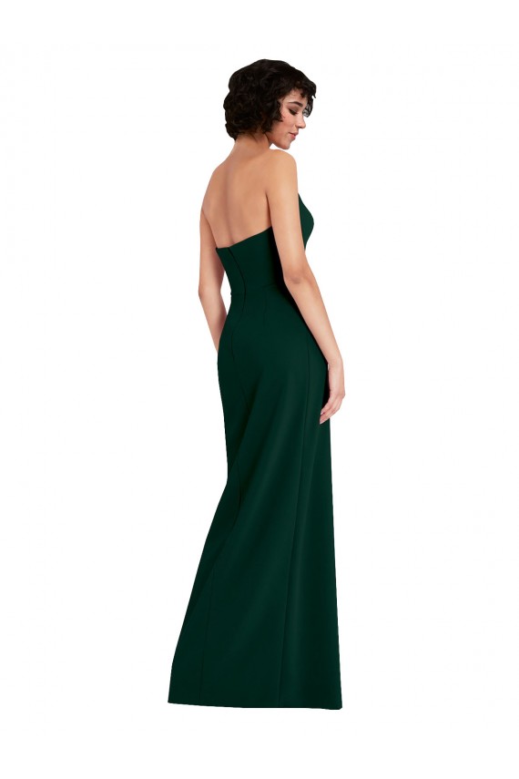 Best Sleeveless Low Back Long Strapless Sheath Midnight Green Evening Dress UK