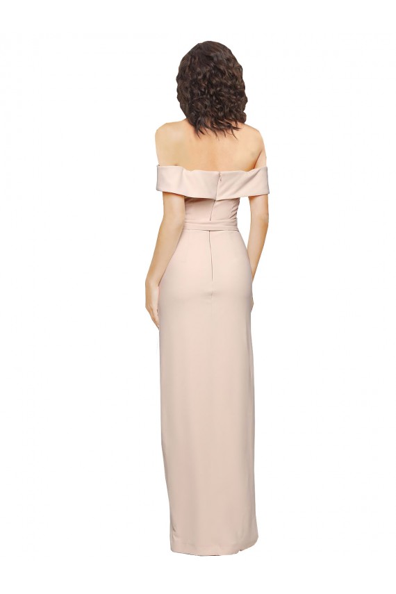 Best Sleeveless Low Back Long Off the Shoulder Mermaid Nude Evening Dress UK