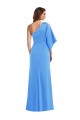 Best Bell Sleeves Long One Shoulder Trumpet Semi Formal Evening Dress UK