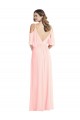 Best Cold Shoulder V-Back Long V-Neck A-Line Maxi Evening Dress UK