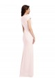 Best Cap Sleeves Long V-Neck A-Line Stretch Crepe Evening Dress UK