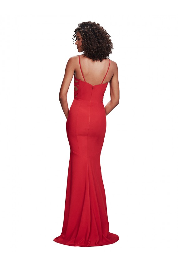 Best Sleeveless Long Spaghetti Straps Mermaid Evening Dress UK