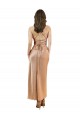 Best Sleeveless Open Back Midi Length Cowl Neck Sheath Silky Satin Evening Dress UK