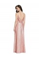 Best Sleeveless Low Back Long V-Neck Sheath Sequin Evening Dress UK