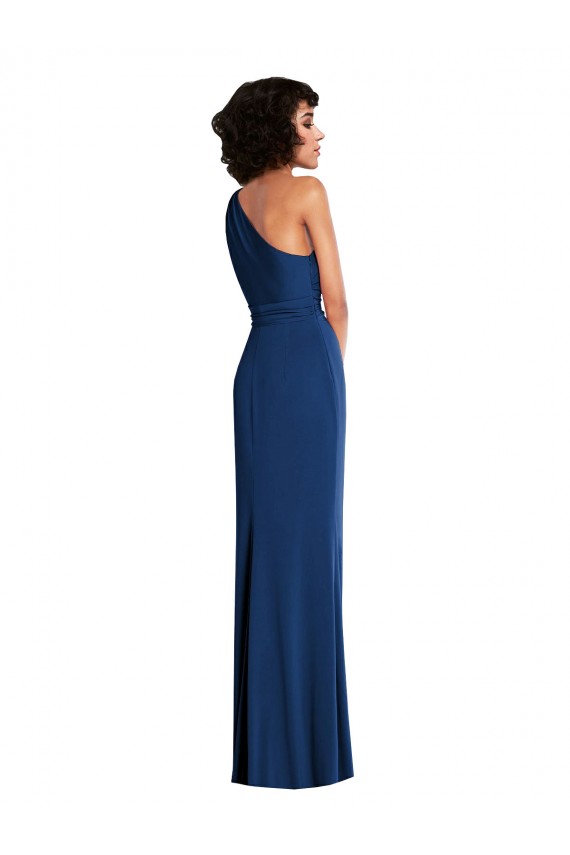 Best Sleeveless Long One Shoulder Sheath Spandex Maxi Evening Dress UK