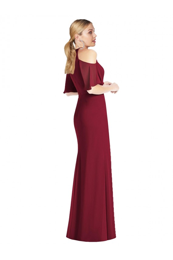 Best Cold Shoulder Long Halter Neck Mermaid Maxi Evening Dress UK
