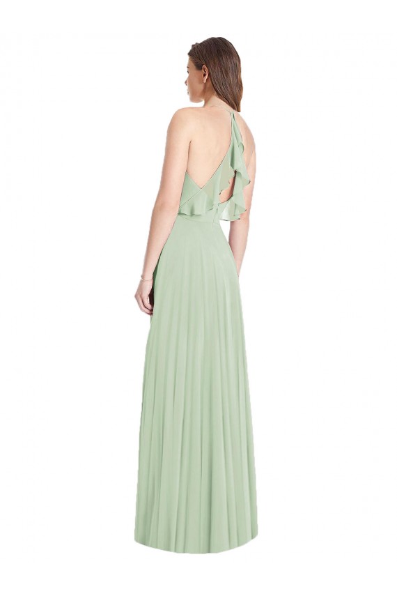 Best Cold Shoulder Long V-Neck Trumpet Maxi Evening Dress UK