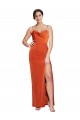 Best Sleeveless Open Back Sweep Train Cowl Neck Sheath Rust Evening Dress UK