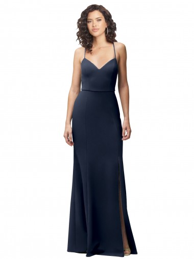 Best Sleeveless Open Back Long High Neck Sheath Dark Navy Evening Dress UK