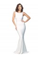 Best Sleeveless V-Back Long High Neck Sheath Stretch Crepe Evening Dress UK