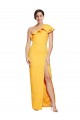 Best Sleeveless Long One Shoulder Sheath Saffron Evening Dress UK