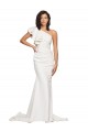 Best Sleeveless Sweep Train One Shoulder Sheath Stretch Crepe Semi Formal Evening Dress UK