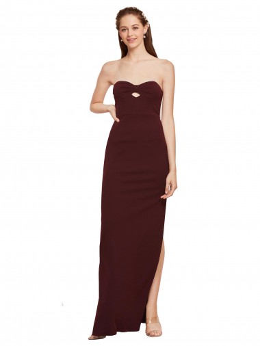Best Sleeveless Long Strapless Sheath Stretch Crepe Evening Dresses UK