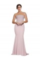 Best Sleeveless Low Back Sweep Train Strapless Sheath Evening Dress UK