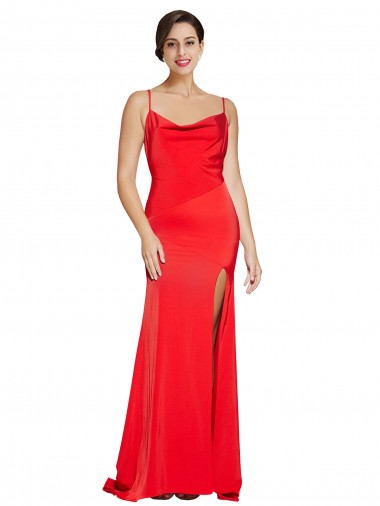 Best Sleeveless Low Back Long Strapless Sheath Stretch Satin Evening Dress UK