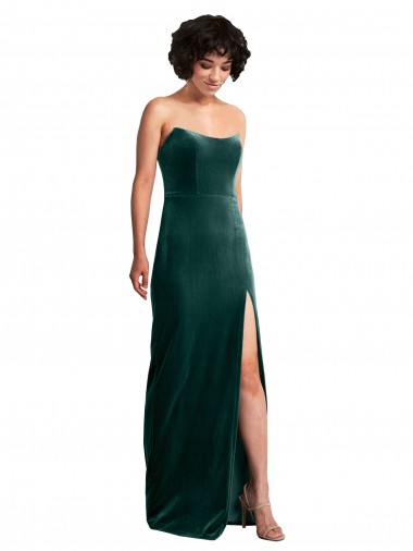 Best Sleeveless Low Back Long Strapless Sheath Sexy Evening Dress UK