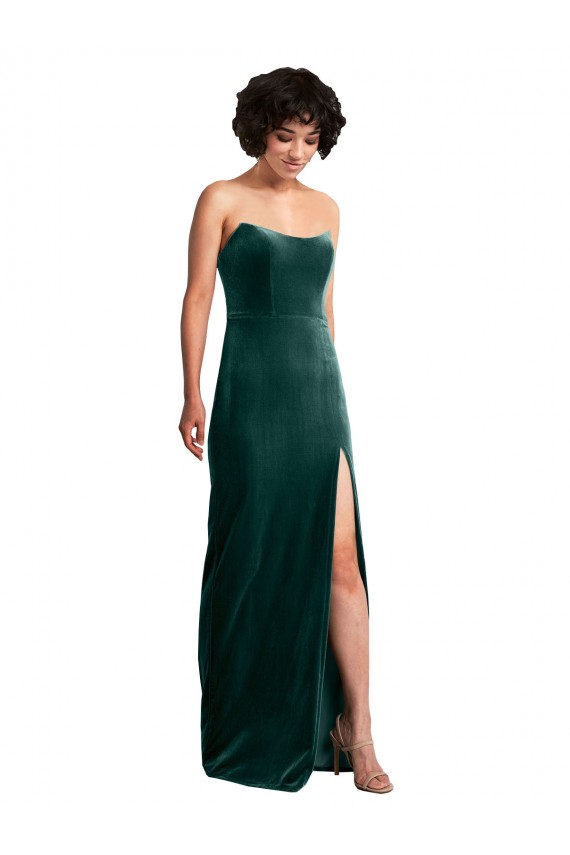 Best Sleeveless Low Back Long Strapless Sheath Sexy Evening Dress UK