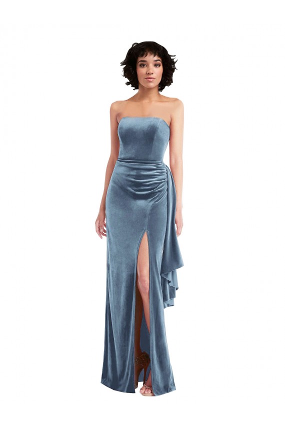 Best Sleeveless Low Back Long Strapless Sheath Maxi Evening Dress UK