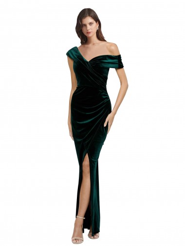 Best Sleeveless Long Sweetheart Sheath Stretch Velvet Evening Dress UK