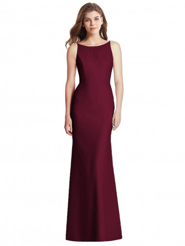 Best Sleeveless Open Back Long Bateau Neck Trumpet Semi Formal Evening Dress UK
