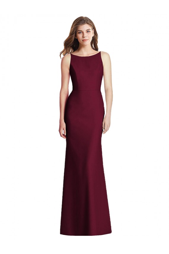 Best Sleeveless Open Back Long Bateau Neck Trumpet Semi Formal Evening Dress UK