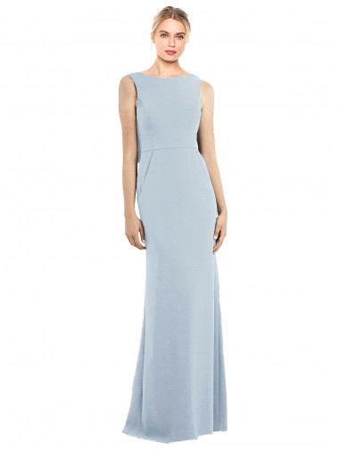 Best Sleeveless Backless Long Bateau Neck Trumpet Semi Formal Evening Dress UK