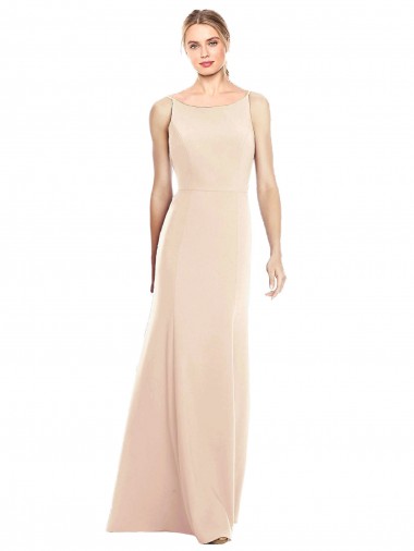 Best Sleeveless Open Back Long Bateau Neck Trumpet Nude Semi Formal Evening Dress UK