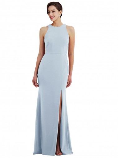 Best Sleeveless Open Back Long Jewel Neck Trumpet Evening Dress UK
