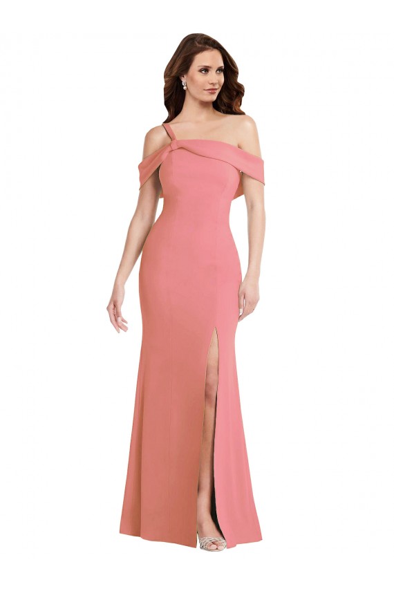 Best Sleeveless Low Back Long One Shoulder Trumpet Maxi Evening Dress UK