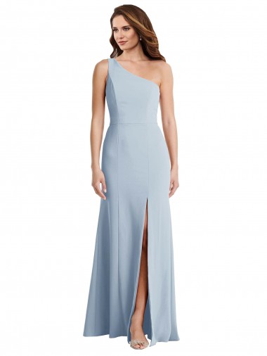 Best Sleeveless Long One Shoulder Trumpet Stretch Crepe Evening Dress UK