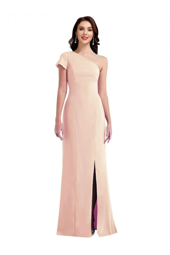 Best Cap Sleeves Long One Shoulder Trumpet Evening Dress UK