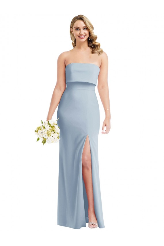 Best Sleeveless Low Back Long Strapless Trumpet Stretch Crepe Evening Dress UK