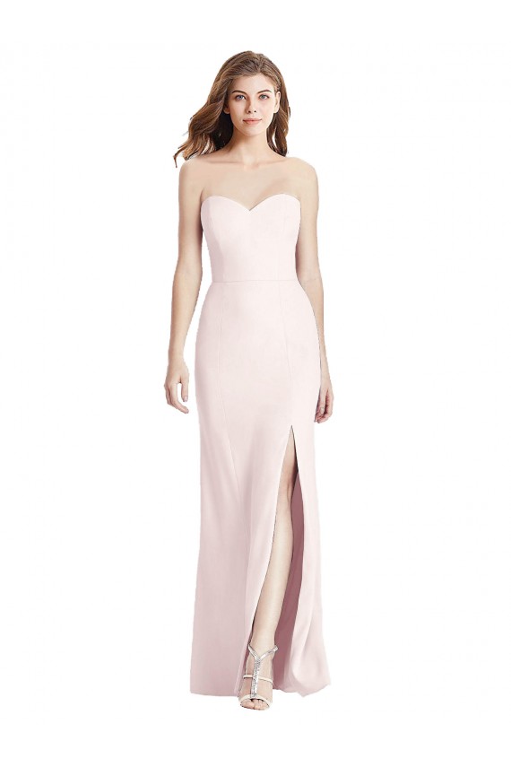 Best Sleeveless Low Back Long Strapless Trumpet Pink Semi Formal Evening Dress UK