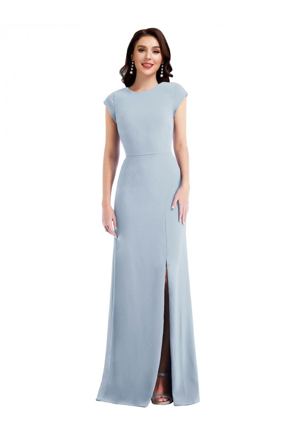 Best Cap Sleeves Open Back Long Trumpet Maxi Evening Dress UK