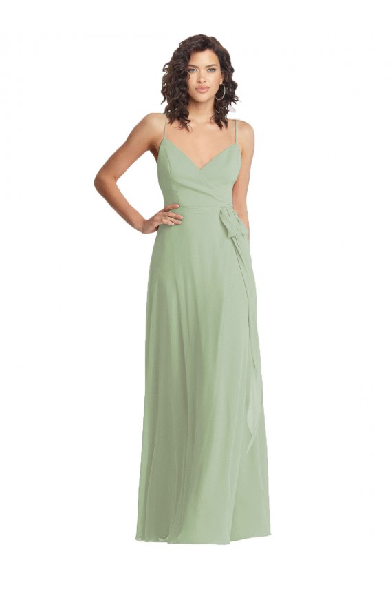 Best Sleeveless Long V-Neck Trumpet Smoke Green Maxi Evening Dress UK