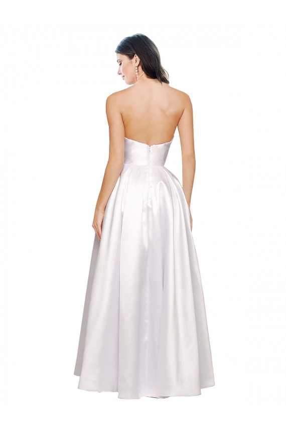 Best Sleeveless Low Back Long Strapless A-Line White Evening Dress UK